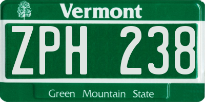 VT license plate ZPH238