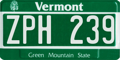 VT license plate ZPH239