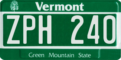 VT license plate ZPH240