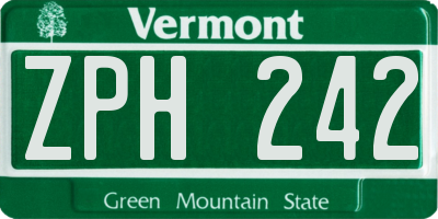 VT license plate ZPH242