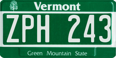 VT license plate ZPH243