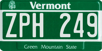 VT license plate ZPH249