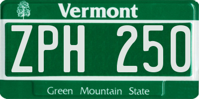 VT license plate ZPH250
