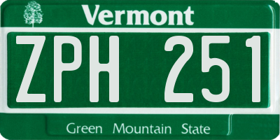 VT license plate ZPH251