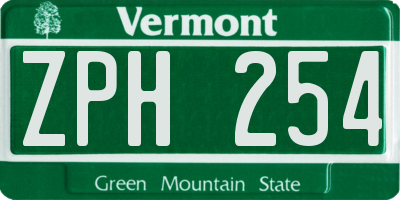 VT license plate ZPH254