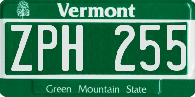 VT license plate ZPH255
