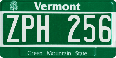VT license plate ZPH256