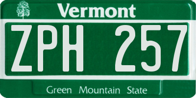 VT license plate ZPH257