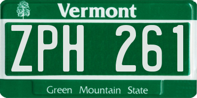 VT license plate ZPH261