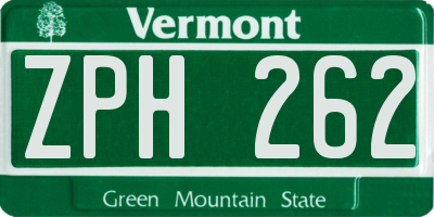 VT license plate ZPH262