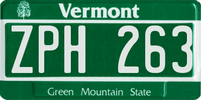 VT license plate ZPH263