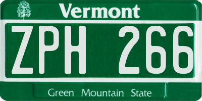 VT license plate ZPH266