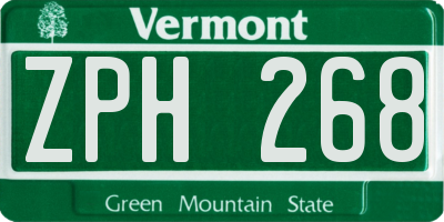 VT license plate ZPH268