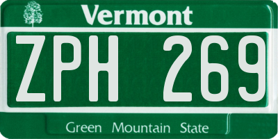 VT license plate ZPH269