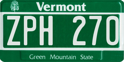 VT license plate ZPH270