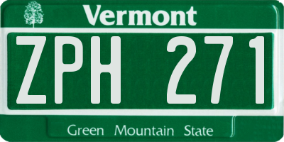VT license plate ZPH271