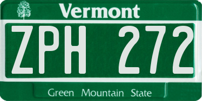 VT license plate ZPH272