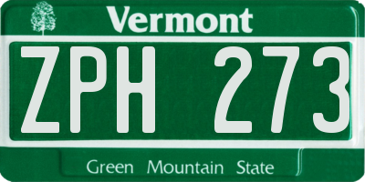 VT license plate ZPH273