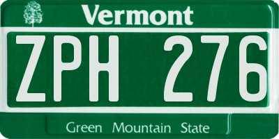 VT license plate ZPH276