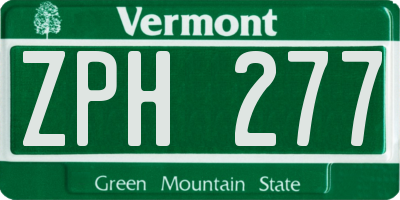 VT license plate ZPH277