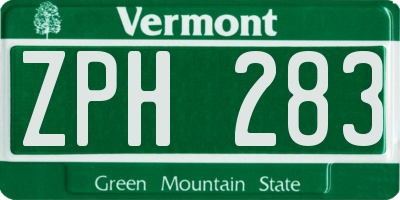 VT license plate ZPH283