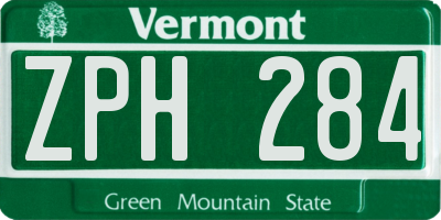 VT license plate ZPH284