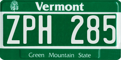 VT license plate ZPH285