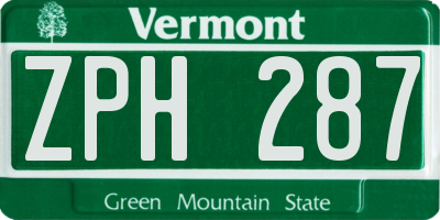 VT license plate ZPH287