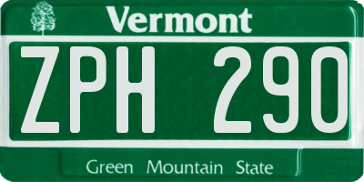 VT license plate ZPH290