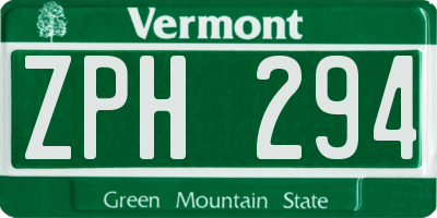 VT license plate ZPH294