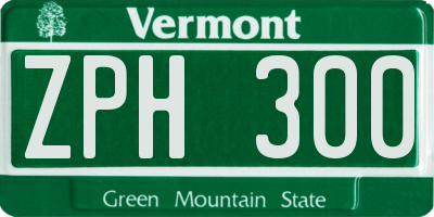 VT license plate ZPH300