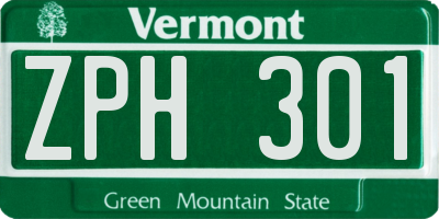 VT license plate ZPH301