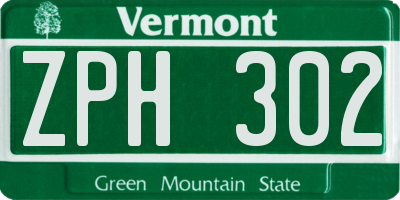 VT license plate ZPH302