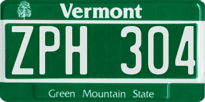 VT license plate ZPH304