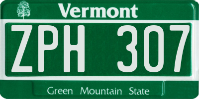 VT license plate ZPH307