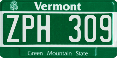VT license plate ZPH309