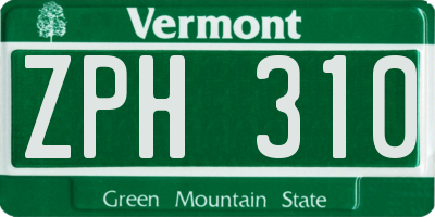 VT license plate ZPH310