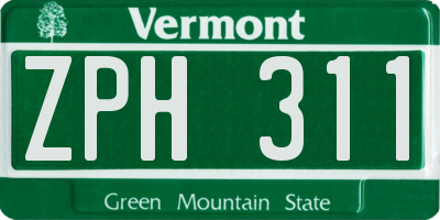 VT license plate ZPH311