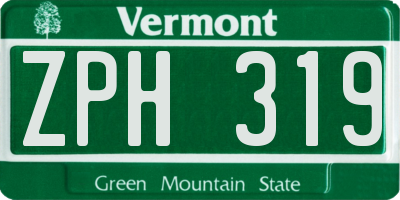 VT license plate ZPH319