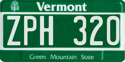 VT license plate ZPH320