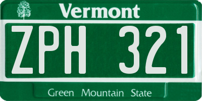 VT license plate ZPH321