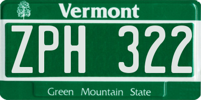 VT license plate ZPH322