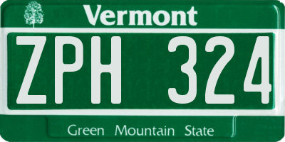 VT license plate ZPH324
