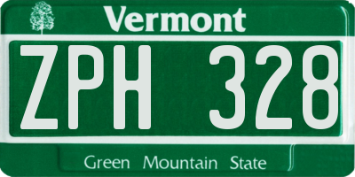 VT license plate ZPH328
