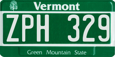 VT license plate ZPH329