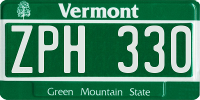 VT license plate ZPH330