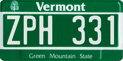 VT license plate ZPH331