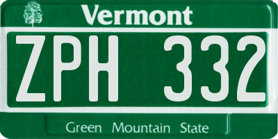 VT license plate ZPH332