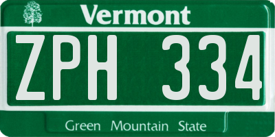 VT license plate ZPH334