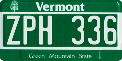 VT license plate ZPH336